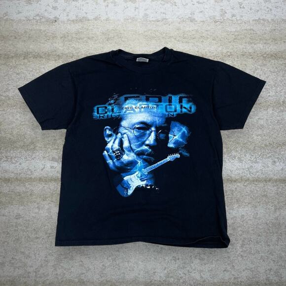 Vintage Eric Clapton Shirt Black Band Tee Blue 1998 World Tour Short Sleeve 90s - Picture 1 of 4